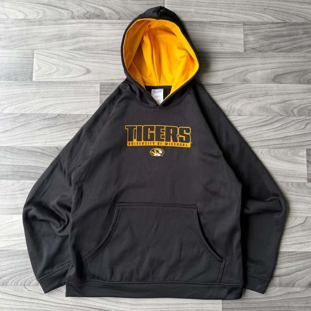 Hanes University of Missouri Tigers Hoodie Size XL Black Gold